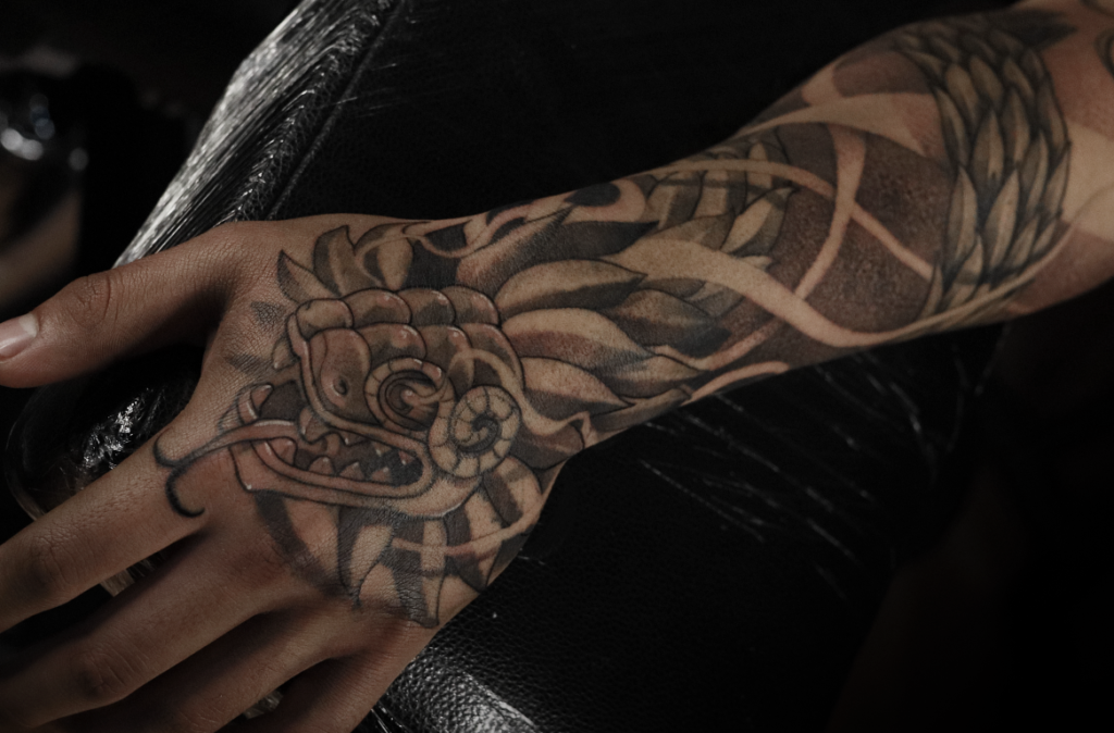 Quetzalcoatl Blackwork Tattoo